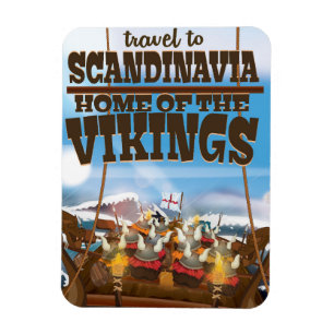 Ímã cartaz de desenho animado da Escandinávia casa dos