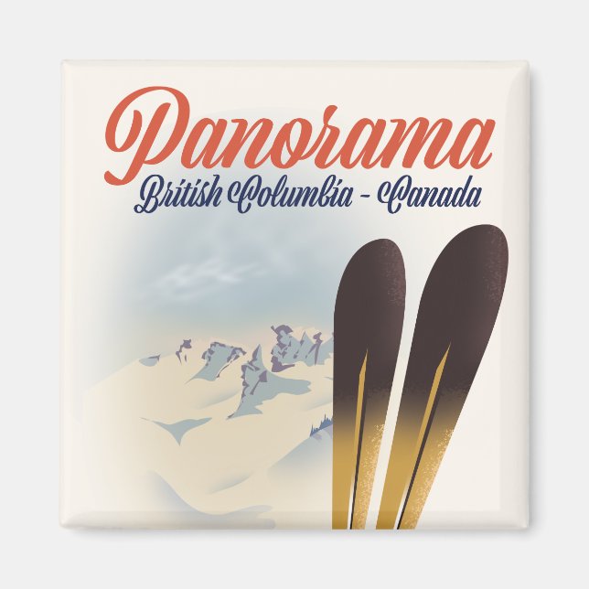 Imã Cartaz de esqui Panorama British Columbia Canadá (Frente)