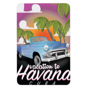 Ímã Cartaz de férias de carro antigo em Havana, Cuba