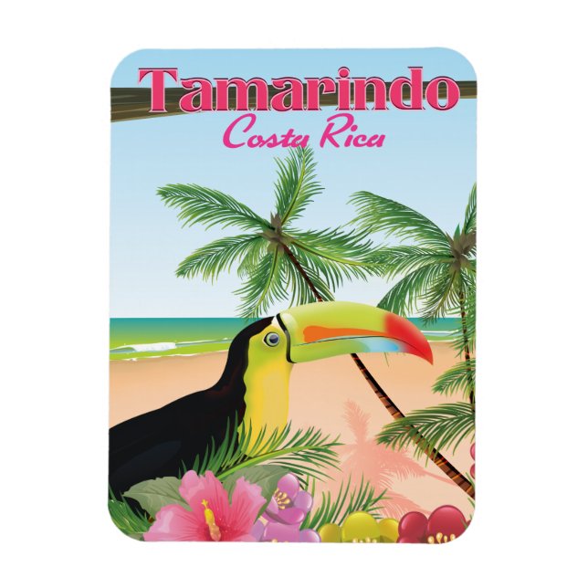 Ímã Cartaz de férias de praia Tamarindo Costa Rica (Vertical)