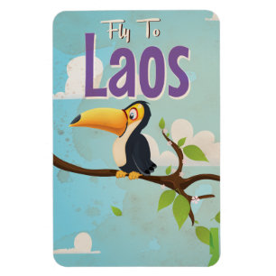 Ímã Cartaz de férias vintage do Laos