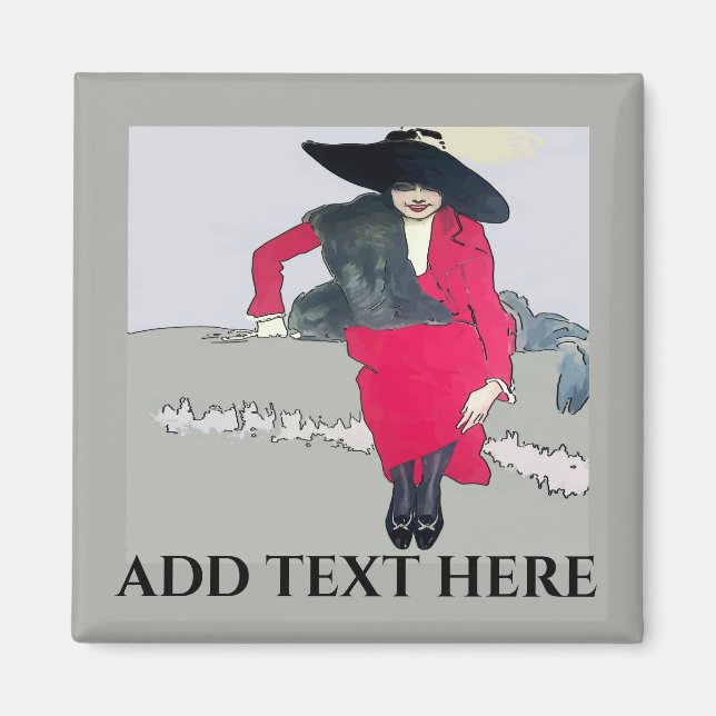 Imã Cartaz de moda retrô, adicionar texto (Frente)
