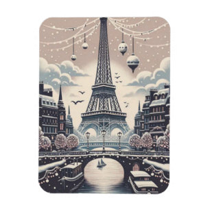 Ímã Cartaz de Natal de Paris – Horizonte invernal neva