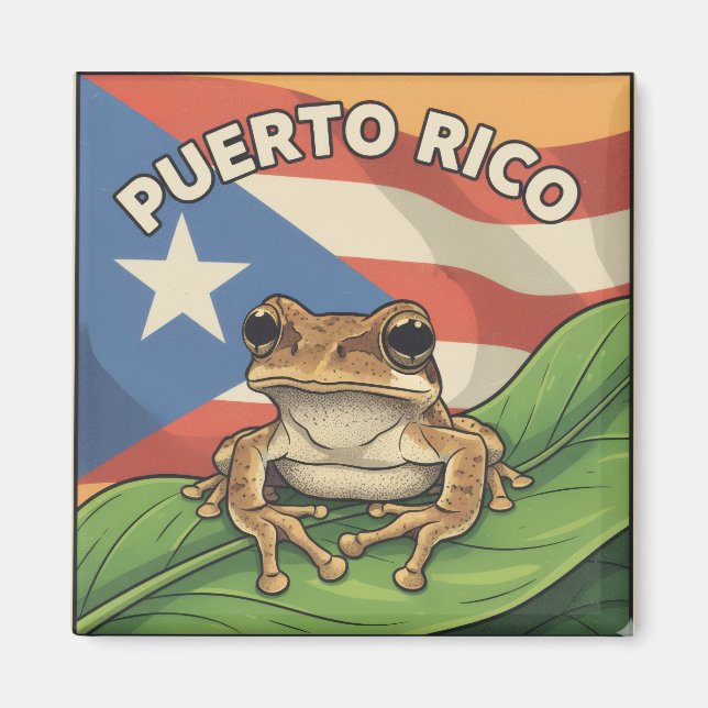Imã Cartaz de Orgulho Retro Boricua (Frente)