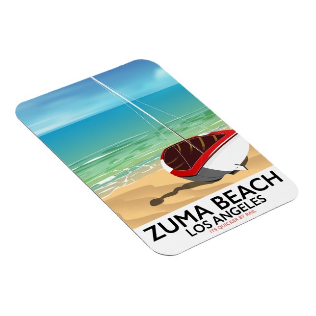 Ímã Cartaz de praia Zuma Beach LA Rail (Lado Direito)