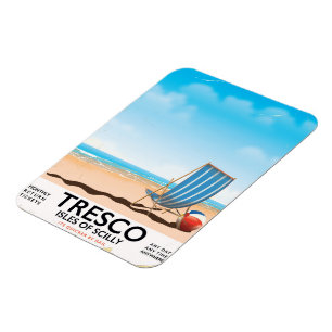 Ímã Cartaz de trem vintage das Ilhas Scilly Tresco