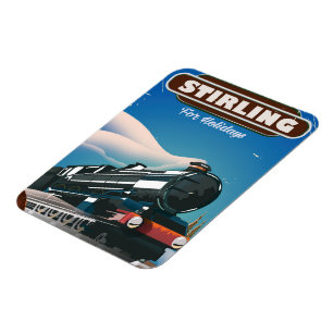 Ímã Cartaz de trem vintage Stirling Escócia.