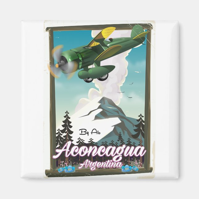 Imã Cartaz de viagem Aconcagua Argentina (Frente)