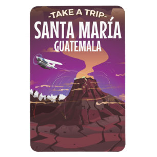 Ímã Cartaz de viagem antigo da Santa María Guatemala.