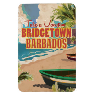 Ímã Cartaz de Viagem Antigo de Bridgetown, Barbados