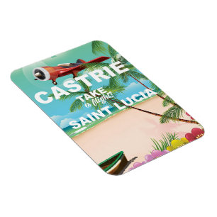 Ímã cartaz de viagem antigo de Castrie Saint Lucia