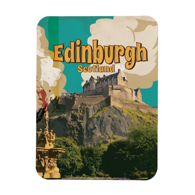 Ímã Cartaz de Viagem Antigo de Edimburgo (Vertical)