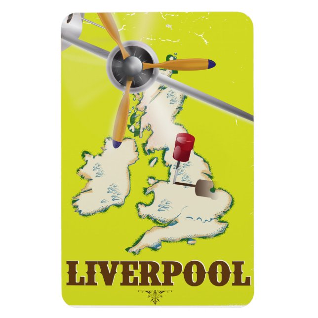 Ímã Cartaz de Viagem Antigo de Liverpool (Vertical)