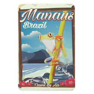 Ímã Cartaz de viagem antigo de Manaus Brasil