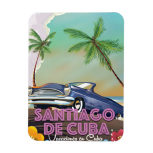 Ímã Cartaz de viagem antigo de Santiago de Cuba