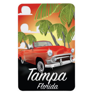Ímã Cartaz de viagem antigo de Tampa Flórida