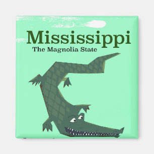 Imã cartaz de viagem antigo do aligátor do Mississippi