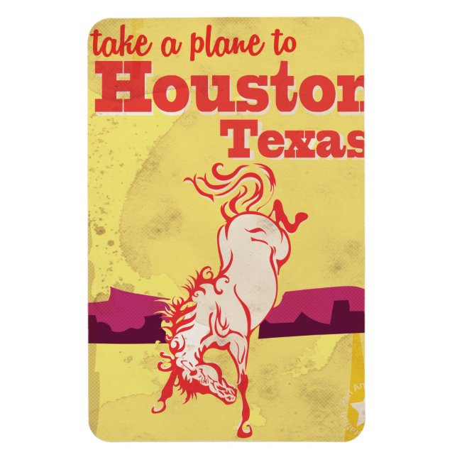 Ímã Cartaz de Viagem Antigo Houston, Texas (Vertical)