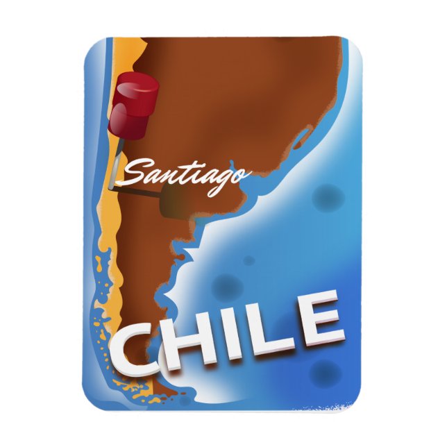 Ímã Cartaz de viagem antigo Santiago Chile (Vertical)