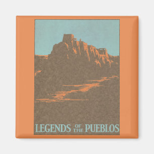 Imã Cartaz de Viagem Antigo, Taos Pueblos, Novo México