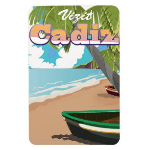 Ímã Cartaz de viagem Cádiz Espanha.