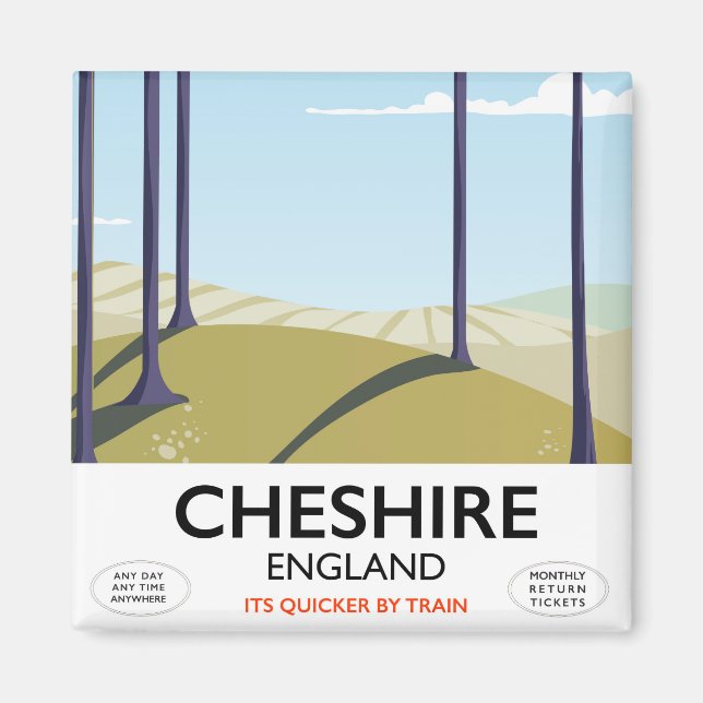 Imã cartaz de viagem Cheshire, Inglaterra (Frente)