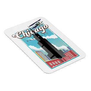 Ímã Cartaz de viagem Chicago Illinois EUA