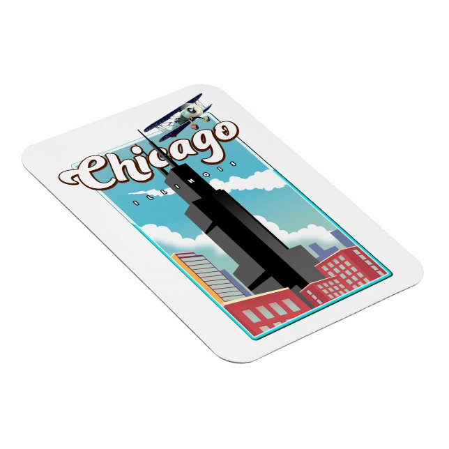 Ímã Cartaz de viagem Chicago Illinois EUA (Lado Direito)