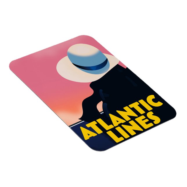 Ímã cartaz de viagem da Atlantic Lines Cruise Liner (Lado Direito)
