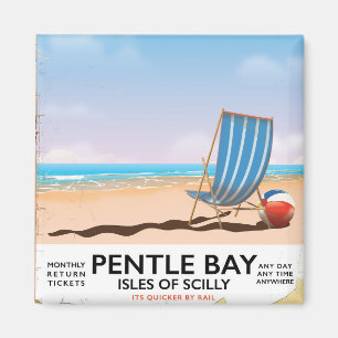 Imã Cartaz de viagem da Baía de Pentle Ilhas Scilly