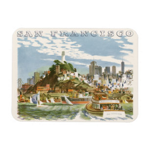 Ímã Cartaz de Viagem da Baía de São Francisco Antigo F