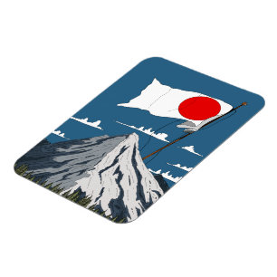 Ímã Cartaz de viagem da bandeira japonesa