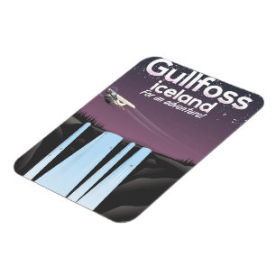 Ímã Cartaz de viagem da cachoeira Gullfoss Islândia