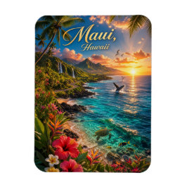 Ímã Cartaz de Viagem da Costa Tropical do Maui Havaí