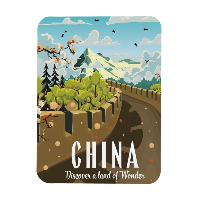 Ímã Cartaz de viagem da Grande Muralha da China (Vertical)