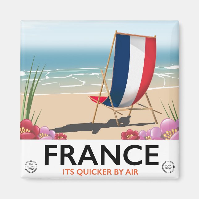 Imã cartaz de viagem da praia à beira-mar da França (Frente)