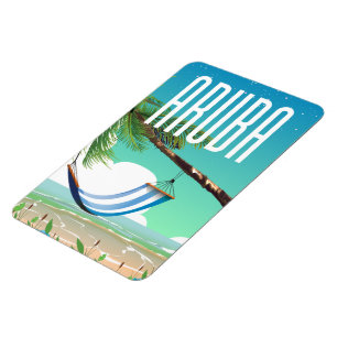 Ímã cartaz de viagem da praia Aruba Hammock