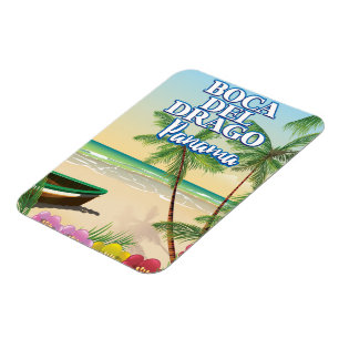 Ímã Cartaz de viagem da praia Boca del Drago Panamá