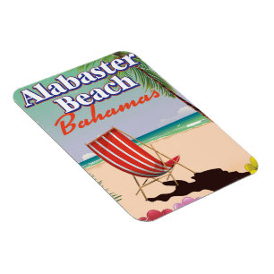 Ímã Cartaz de viagem da Praia de Alabastro Bahamas