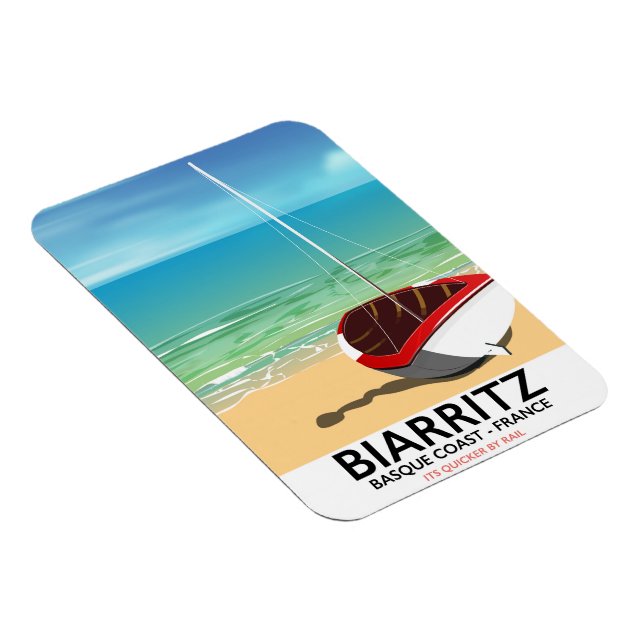 Ímã Cartaz de viagem da praia de Biarritz França (Lado Direito)