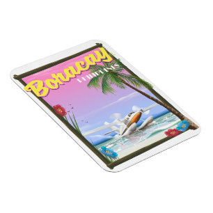 Ímã Cartaz de viagem da praia de Boracay Filipinas