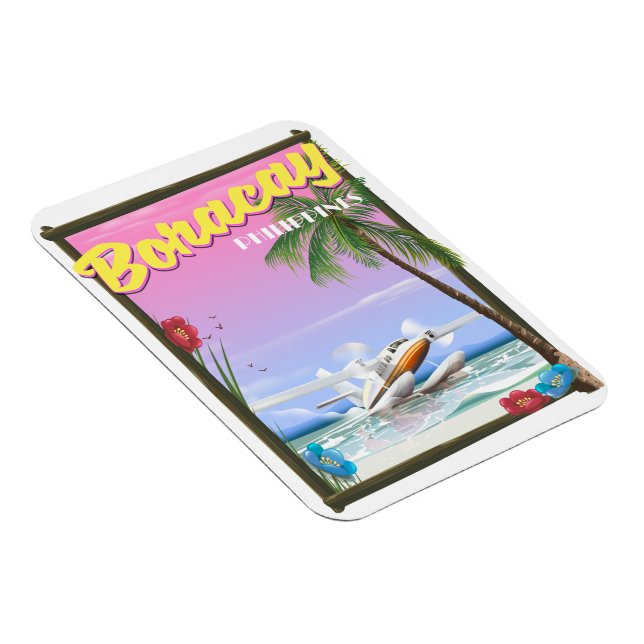 Ímã Cartaz de viagem da praia de Boracay Filipinas (Lado Direito)