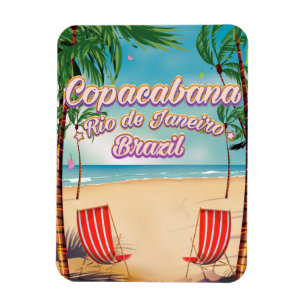 Ímã Cartaz de viagem da praia de Copacabana, Rio de Ja