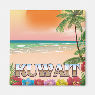 Imã cartaz de viagem da praia do kuwait