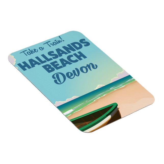 Ímã Cartaz de viagem da praia Hallsands Beach Devon (Lado Direito)