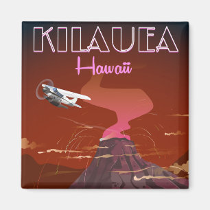 Imã Cartaz de viagem de avião Kilauea Havaí