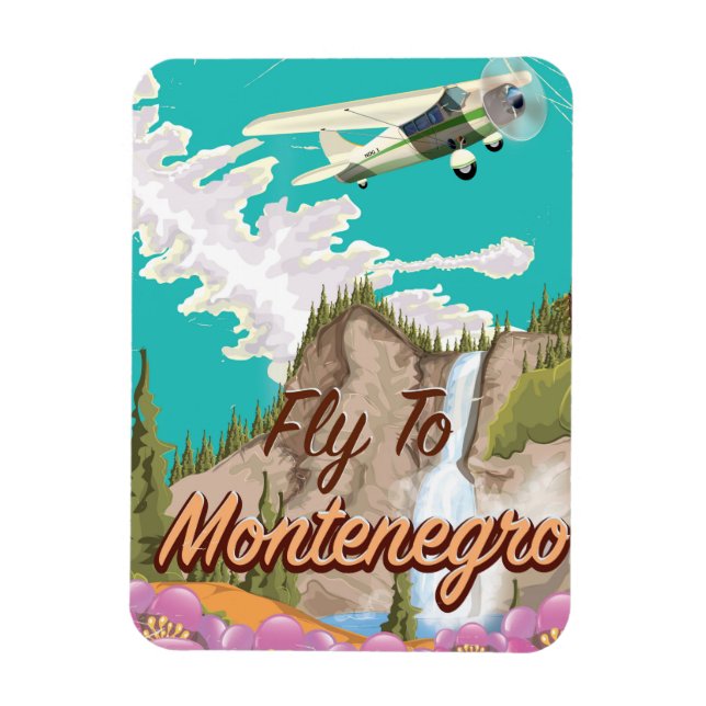 Ímã cartaz de viagem de avião vintage de Montenegro (Vertical)