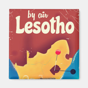 Imã Cartaz de viagem de avião vintage do Lesoto