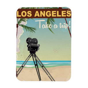 Ímã cartaz de viagem de câmera antiga de Los angeles p