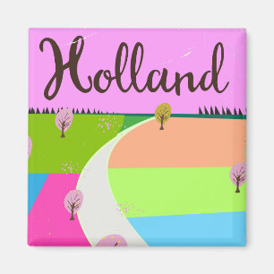 Imã cartaz de viagem de campos da Holanda